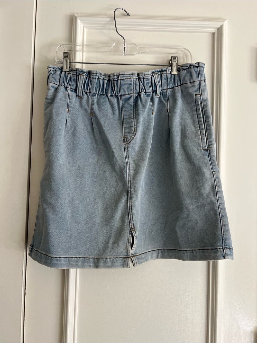 Tribal Light Blue Denim Mini Skirt
